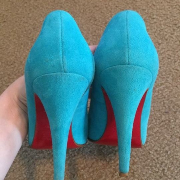 Turquoise Christian Louboutin Suede Heels - Picture 5 of 12